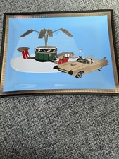 Sinclair Bennett Oil 1964 NY Worlds Fair Car Gas Fuel Pump Atomic Era Glass Tray