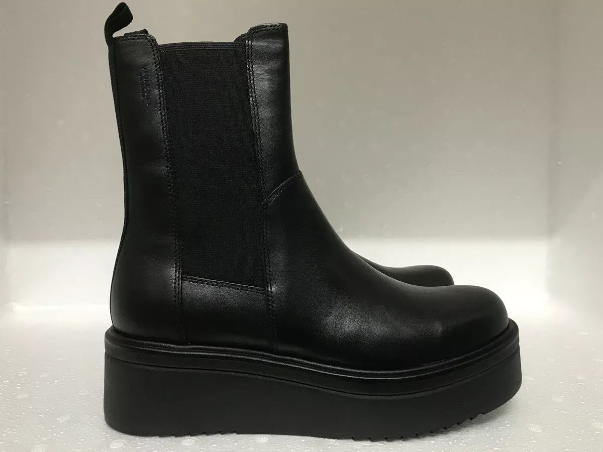 Vagabond Tara Black Leather Mid-Calf Chelsea Wedge Boots sizes | eBay