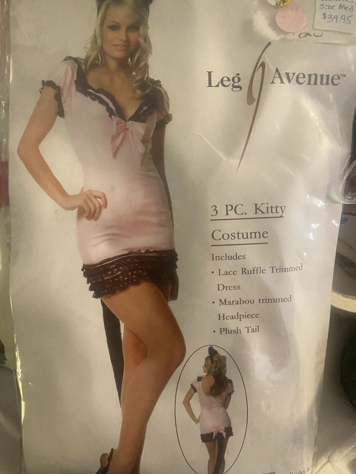 Leg Avenue Sexy 3 pc Kitty Costume SZ M/L  Adult Kitten Dress W Tail Ears - Image 4 of 4