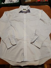 Chaps Comfort Stretch Men's 16 34/35 Regular Fit L/S Blue Dress Shirt EUC. VB4