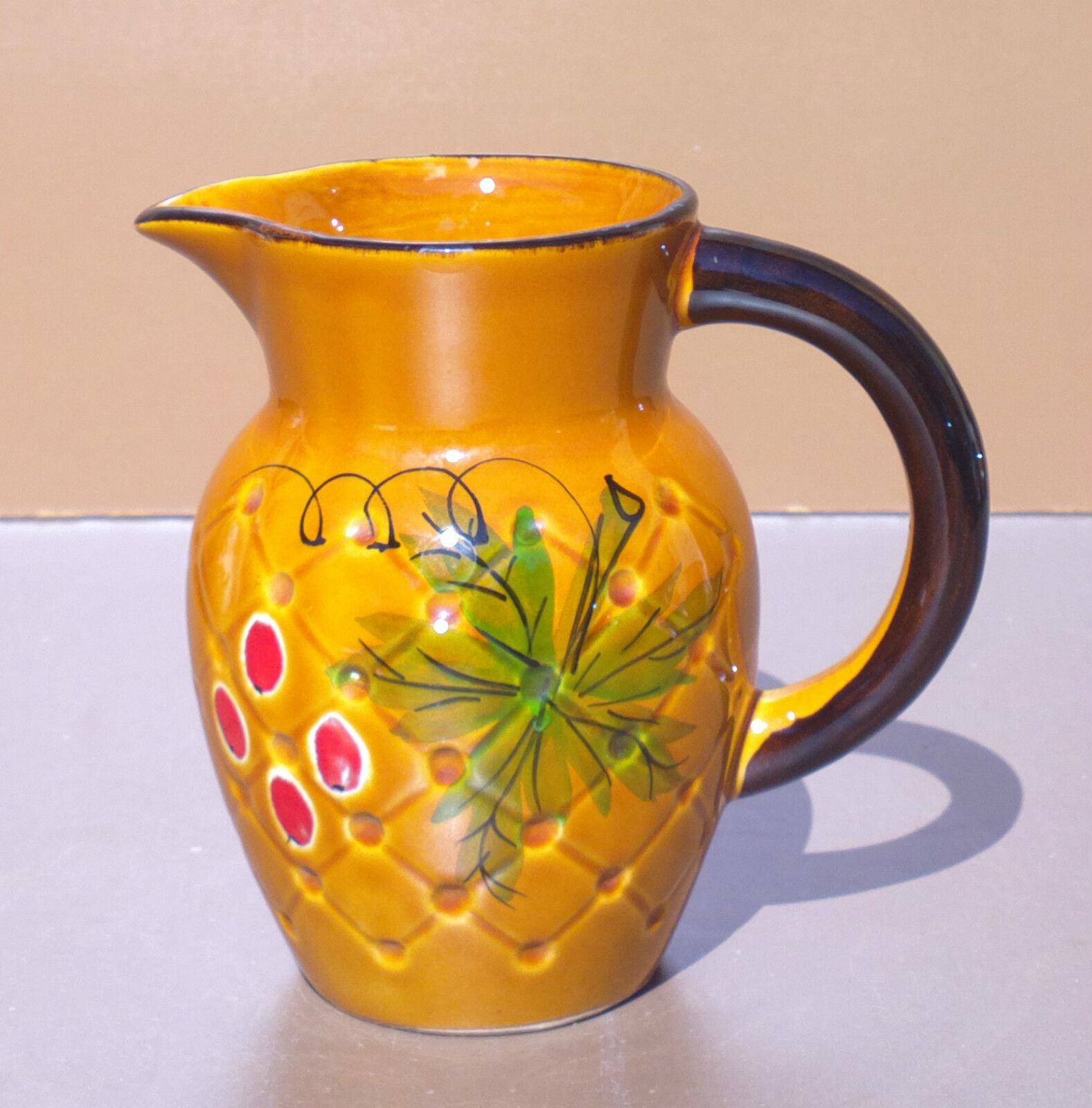 Ancien pichet céramique POET LAVAL RÉSILLE vintage pot d'eau broc cuisine jug