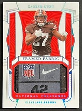 2022 National Treasures Kareem Hunt Framed Fabric Platinum 1/1 Laundry Game Worn