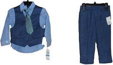 Nautica Boy's 4 Piece Set Shirt, Vest, Tie Pants Set BLUE Size: 24 Month NWT 55