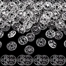 36 Sets Plastic Sew-on Snap Fasteners, Clear Snap Buttons for Fabric, Invisible
