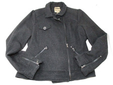 Ruff Hewn Wool Blend Jacket Zip Up Moto Charc...