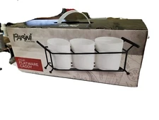 Flatware Caddy Parini Cookware 3 Cup White Ceramic Silverware Forks Spoons NIB