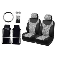 Autofan Zebra Print Car Seat Covers Full Set Pu Pu Leather Zebra Print Set