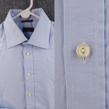 Eton All Cotton 15.25 Wrinkle Free Twill Blue Long Sleeve Shirt Work Button Up