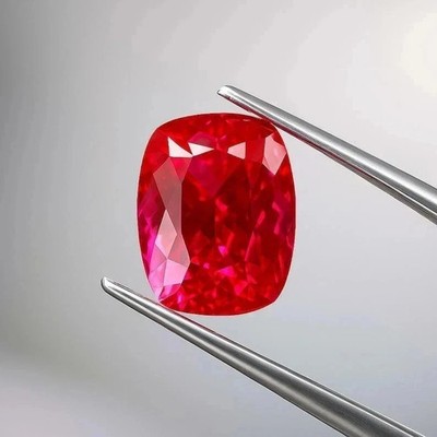 11.62 Ct Natural Flawless Mozambique Red Ruby Certified Cushion Loose Gemstone