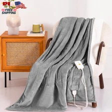 Electric Heated Throw Blanket 50x60 Warm Auto Shut Off Gray