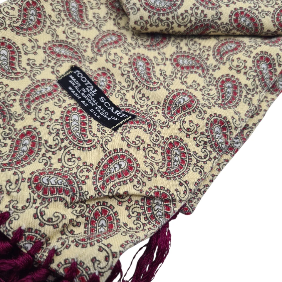 Tootal Style Scarf 1960s Paisley Scarf Vintage Retro Mens Fringe Ascot Cravat A1 - Image 2 of 4