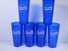 Nuevo LOTE DE (6) vasos de plástico globo azul restaurante Pepsi Cola 24 oz década de 1990