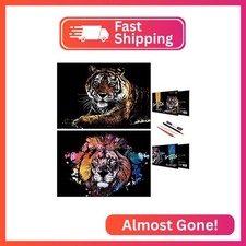 Scratch Rainbow Painting Art Paper,Scratch  Sketch Art for Adults,Animal Series