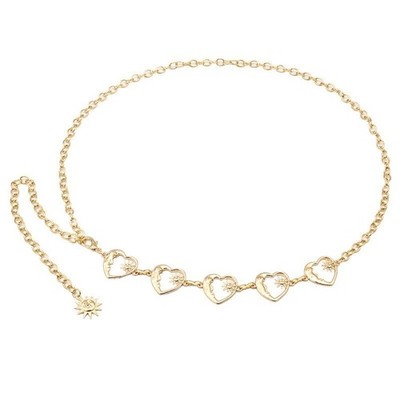 Damen Gold Herz Mond & Stern Anhänger Metall Glieder Körper Kette Mode Gürtel Frauen