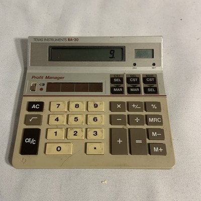 Texas Instruments BA-20 Calculator Profit Manager Tested Working Vtg Solar