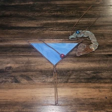 Contemporary Mixed Media Martini Glass Art Piece.