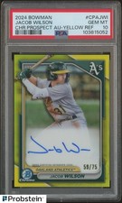 2024 Bowman Chrome Yellow Refractor Jacob Wilson RC Rookie AUTO 59/75 PSA 10