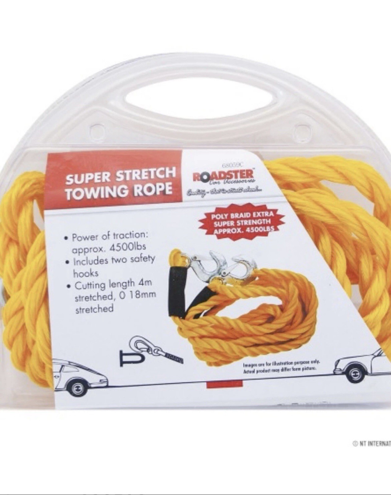 Super Stretch Towing Rope Recovery With Tow Hooks Working Load Of 4500lbs
