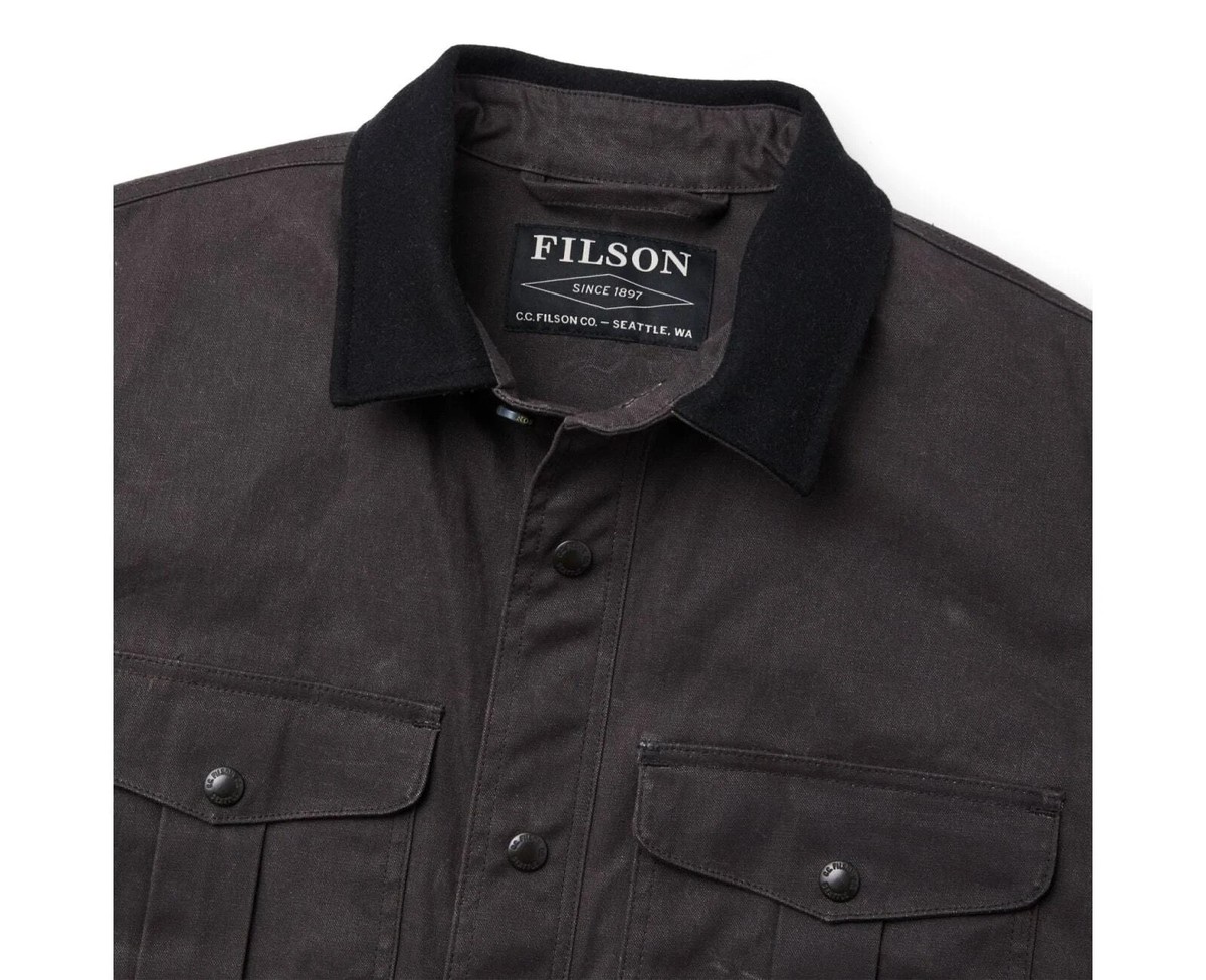 Filson Tin Cloth Jac Shirt Cinder Dark Grey Waxed Canvas Jacket