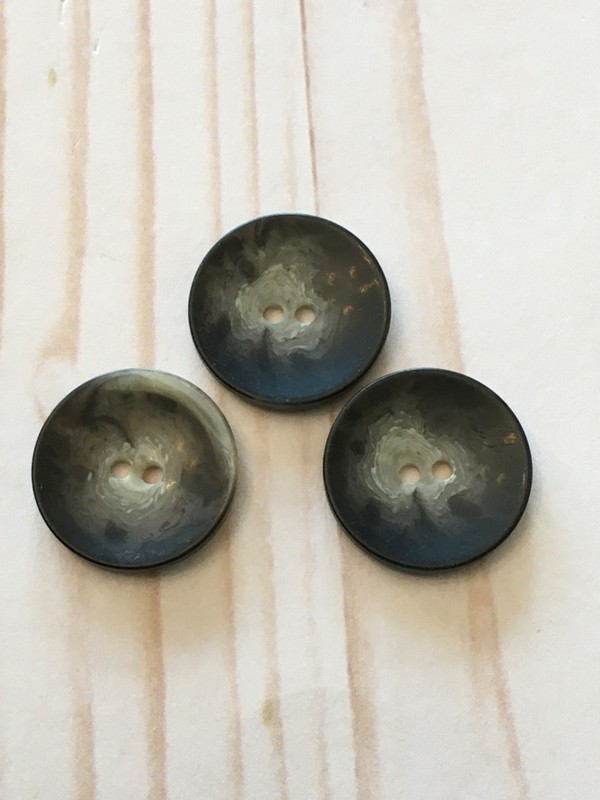 Black/ grey multi color buttons- curved back - 15/16” - set of 3