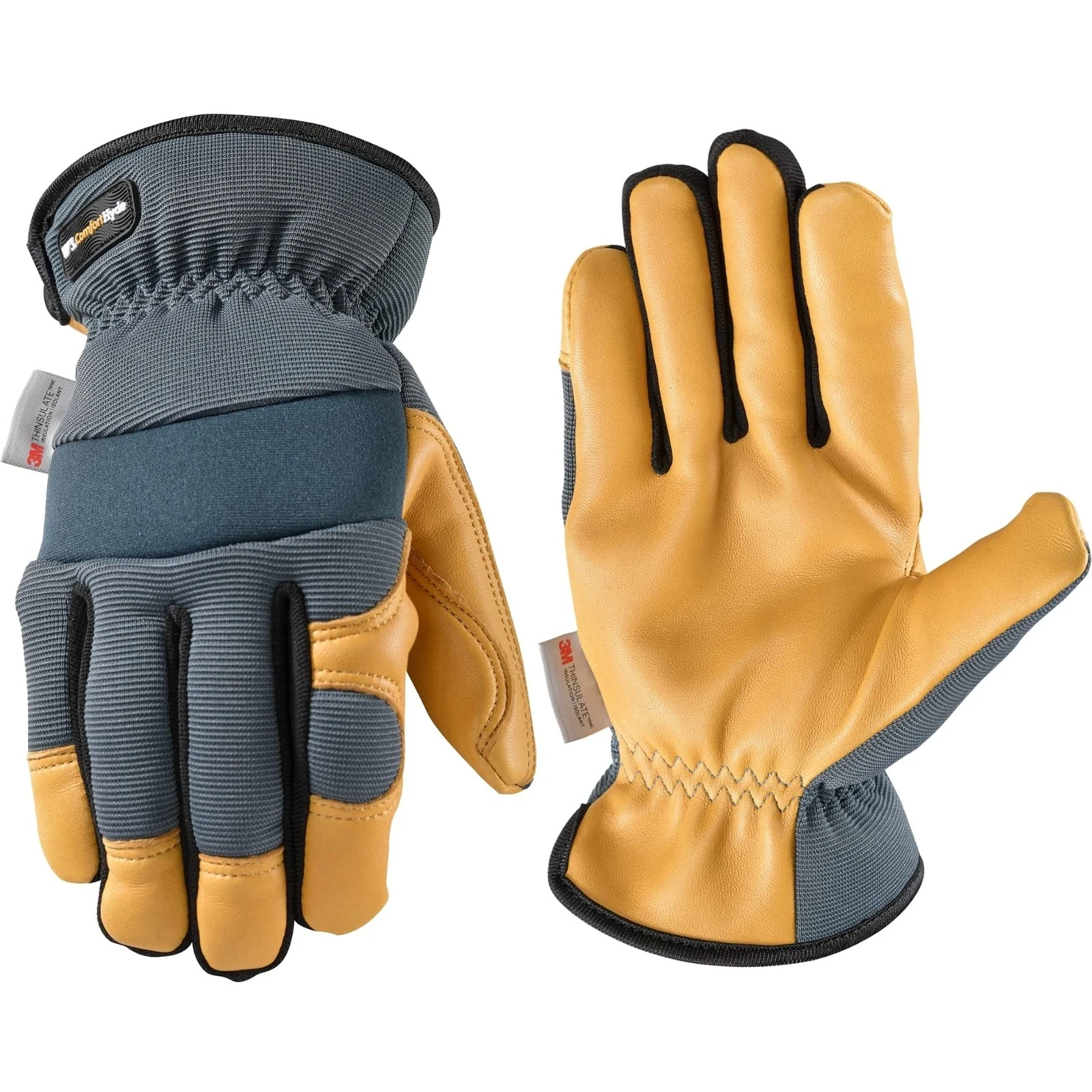 Wells Lamont Men's Winter Gloves, ComfortHyde Insulated Leather Hybrid, Warm