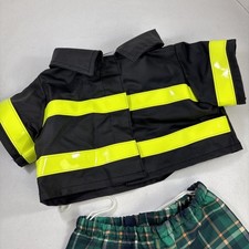 Build-A-Bear Fireman Jacket Black And Yellow Reflective Stripes Costume