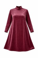 Land's End Women's 2X Dark Rose Velour Long-Sleeve Dress Elegant Holiday Ready💗