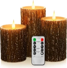 Flameless LED Pillar Candles 3-Pack 4" 5" 6" Real Wax Flickering Timer Remote