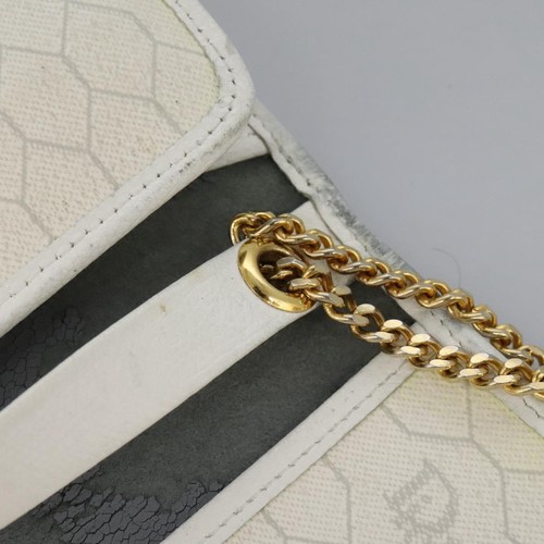 Borsa a tracolla Christian Dior tela nido d'ape catena PVC pelle bianca originale KD140 - Foto 10 di 24