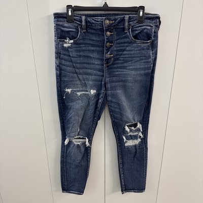American Eagle Jeans Womens 14 4Button Hi-Rise Jegging Distressed Stretch