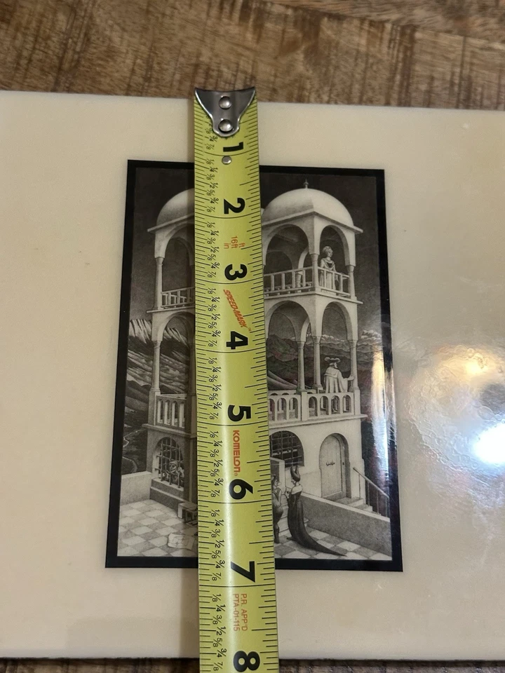 Vintage Decorative MC Escher Belvedere print on a ceramic tile for wall hanging - Image 4 of 4