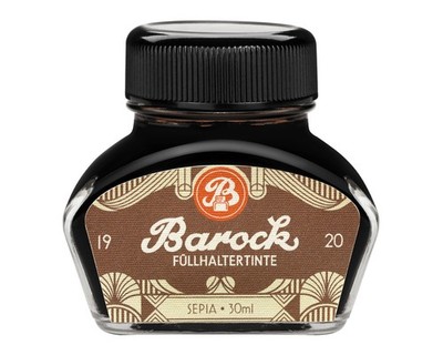 Barock 1920 Sepia Schreibtinte, Füllertinte braun, Füllhaltertinte im 30 ml Glas