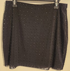 Steve Madden Women's Black Studded Mini Skirt L Chiffon Polyester Zip Lined — photo 1