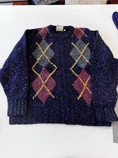 Men's Vintage Gaeltarra Irish Hand Knit Wool Sweater Size 42 Made In Ireland