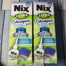 2 Nix Ultra Lice Treatment All-in-One Shampoo Safe Kills Lice/Eggs 2 Pack 01/25