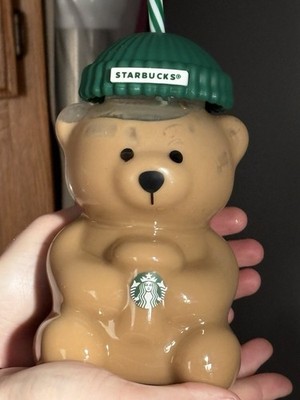 Starbucks 2025 Bearista BEAR Glass Jar Cold Cup Tumbler Straw Holiday Christmas