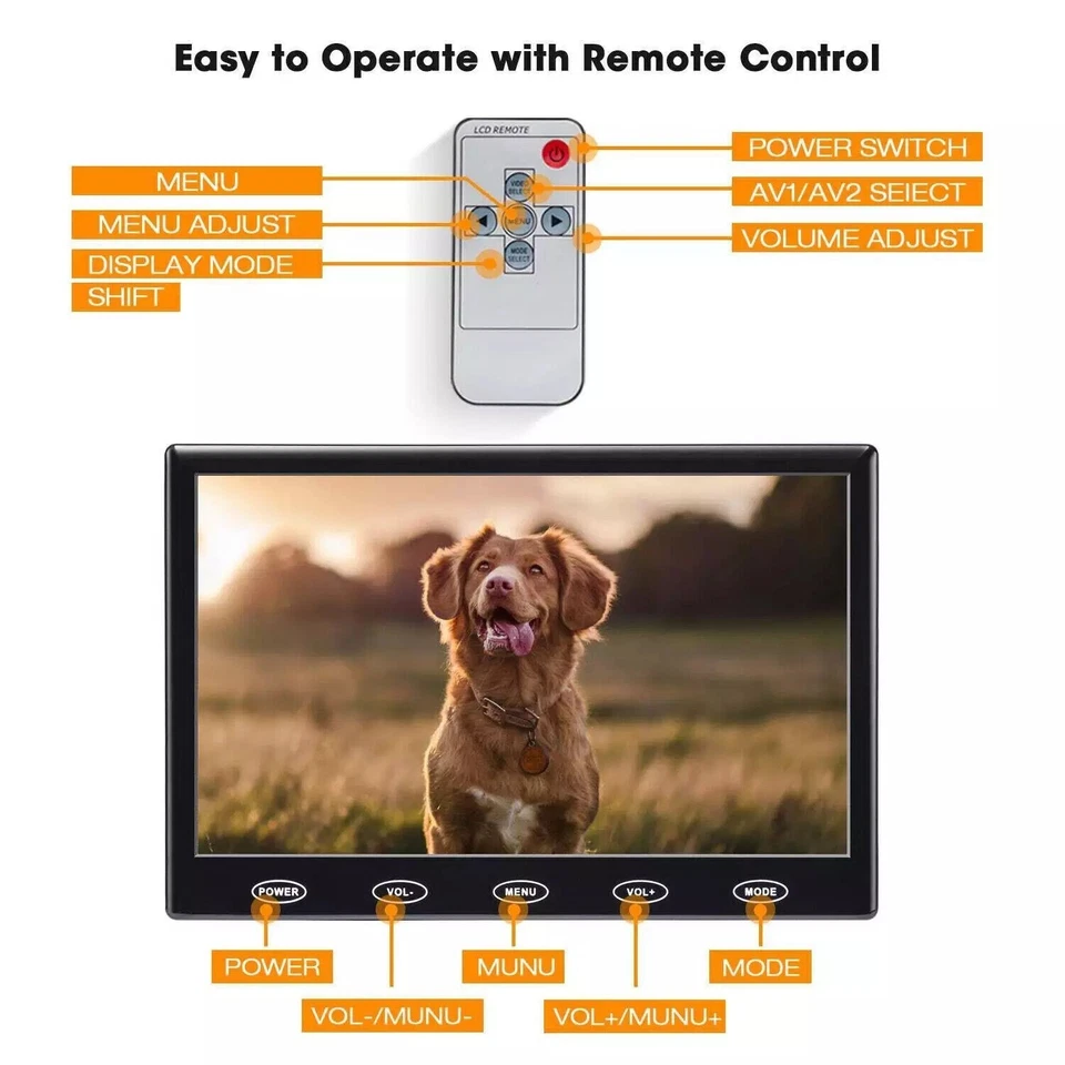 7-Zoll-Monitor-Display tragbarer Sicherheitsmonitor LCD-Bildschirm mit VGA-HDMI - Bild 3 von 4