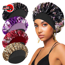 4 Pack Silk Bonnet Hair Wrap Sleeping Satin Bonnet for Women Curly Natural Hair