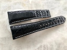 DEPLOYANT TYPE - 24mm/18mm Black Crocodile Print Leather Watch Strap Band