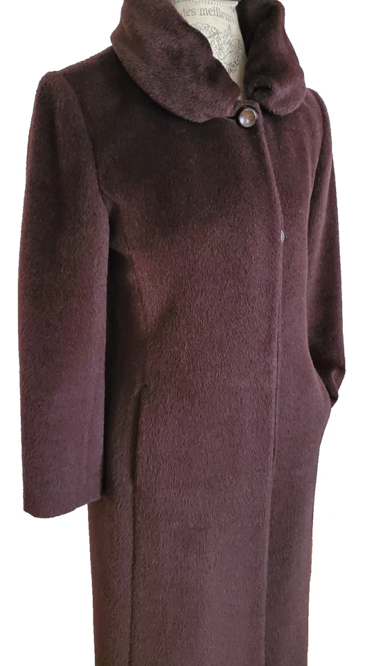 CINZIA ROCCA Coat Women's 4 (IT 40) Long Brown Piacenza Baby Llama Wool Italy - Image 4 of 4