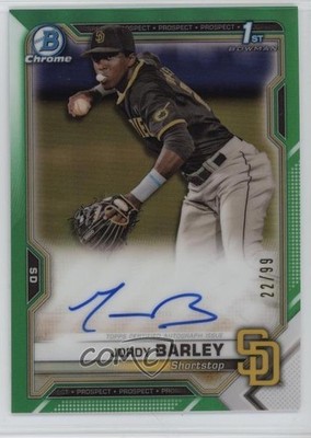 2021 Bowman Chrome Prospect Green Refractor 22/99 Jordy Barley Auto 00li