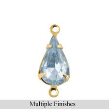 13x8mm Light Sapphire Faceted Glass Teardrop Stone in 2 Loop Setting