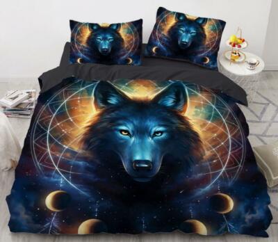 3D Planet Wolf ZHUC335 Bett Kissenbezüge Decke Bettdecke Abdeckung Set Zoe