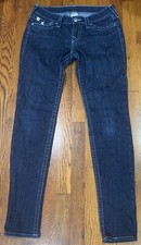 True Religion Women’s 29 Skinny Blue Jeans Flap Pockets Made In USA