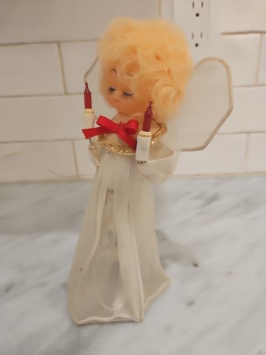 Albero di Natale Vintage Illuminato Angelo Topper 8” Funzionante! Adorabile! - Foto 8 di 14