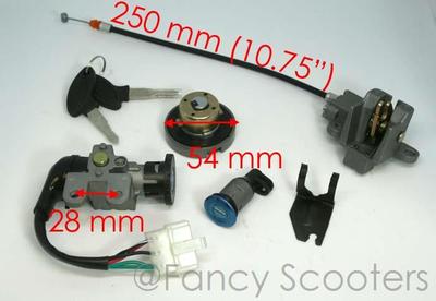 Ignition Switch Assembly For 50cc Moped/Scooter - 5-Pin Key Lock Set With Gas & Glove Box Locks - View #12