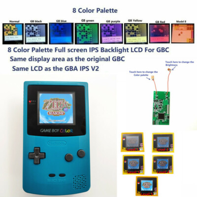 Teal Green IPS V2 Retrofit Game Boy Color GBC Console With Teal Green IPS V2 Retrofit Game Boy Color GBC Console With