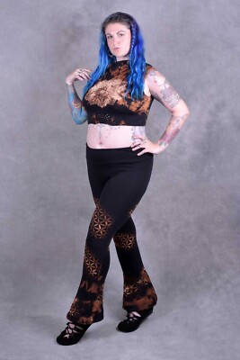 AUSGESTELLTE LEGGINGS Yoga Fackeln heilige Geometrie Krawatte Färbehose Pixie Hippie Psy