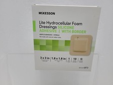 Lite Hydrocellular Foam Dressings, Silicone Adhesive w/Border, 3"x3", 10 pads