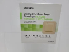 Lite Hydrocellular Foam Dressings, Silicone Adhesive w/Border, 3"x3", 10 pads